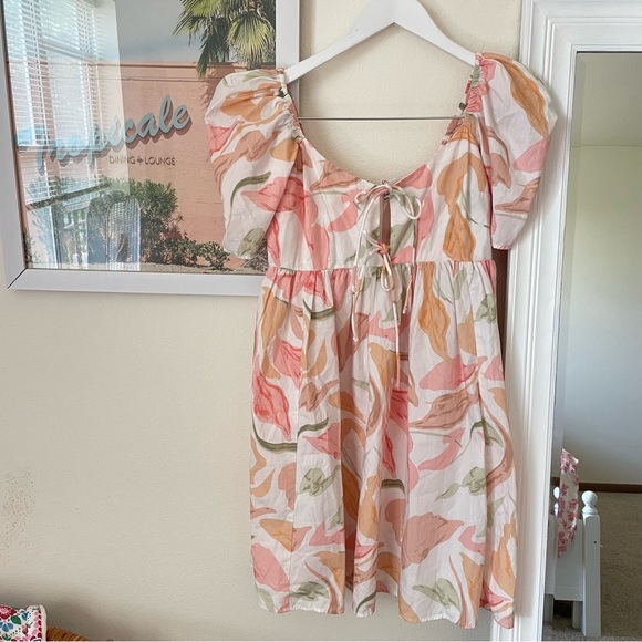 TALL Abercrombie & Fitch Keyhole Babydoll Floral Mini Dress Small T - Picture 3 of 5